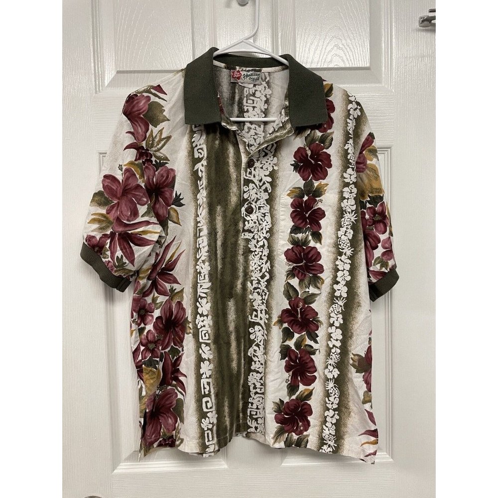 Vintage Hilo Hattie Men’s Polo Shirt Size M Floral